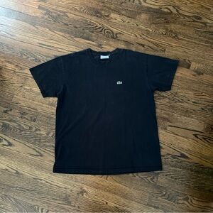 Men’s Lacoste Solid Black Crew Neck T-Shirt Made In France Size 2XL Croc Logo